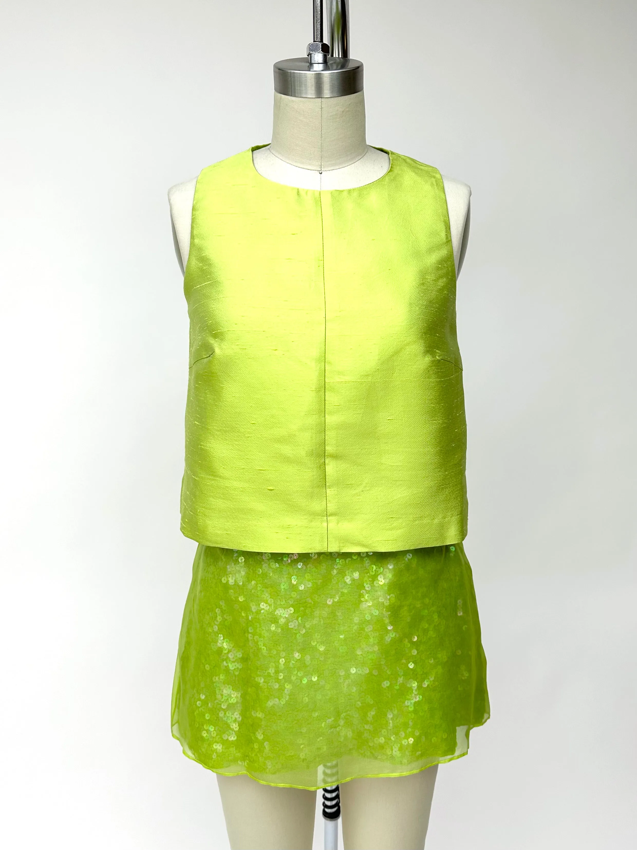 1990s DKNY Silk & Sequin Skirt Set