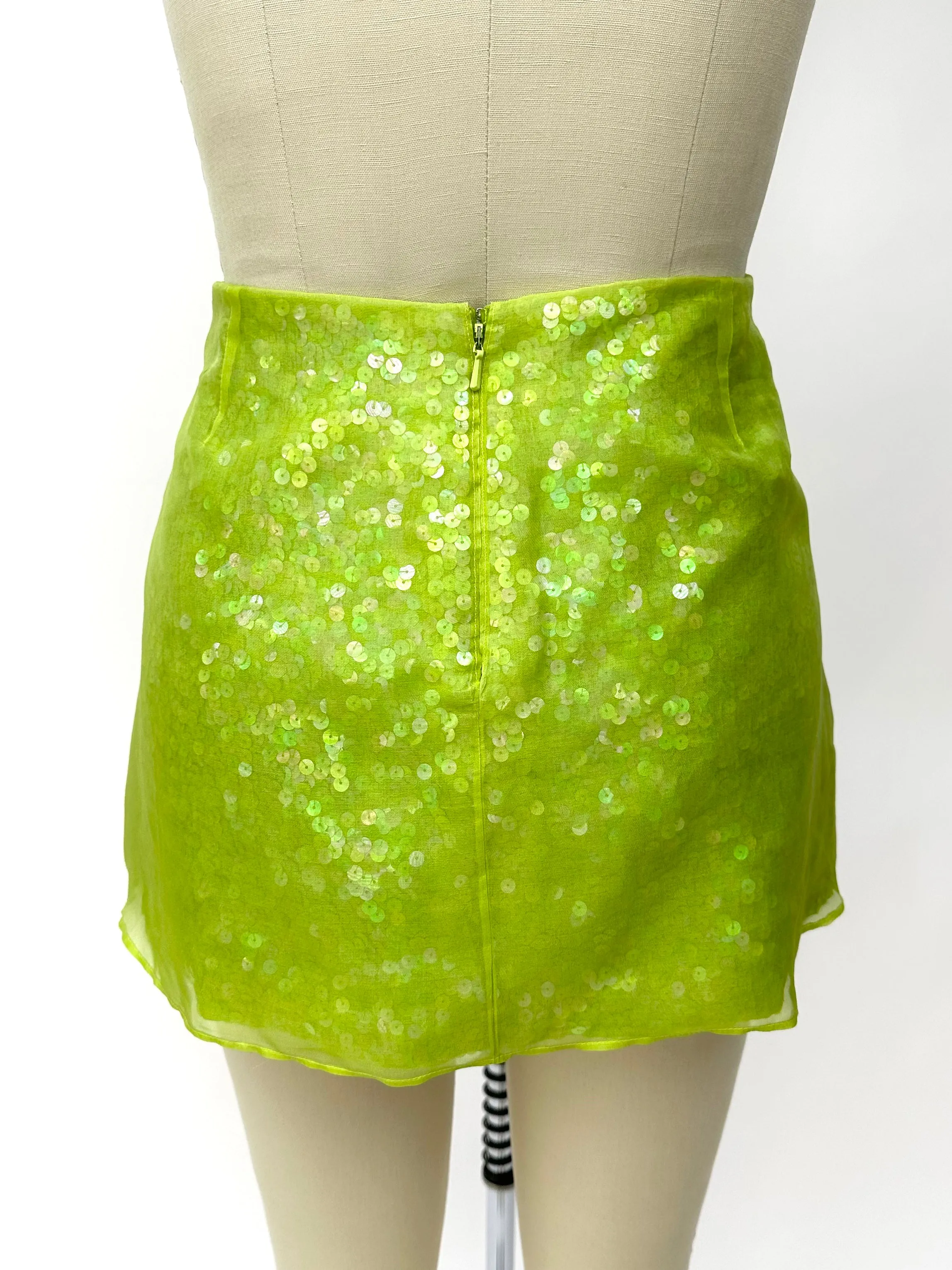 1990s DKNY Silk & Sequin Skirt Set
