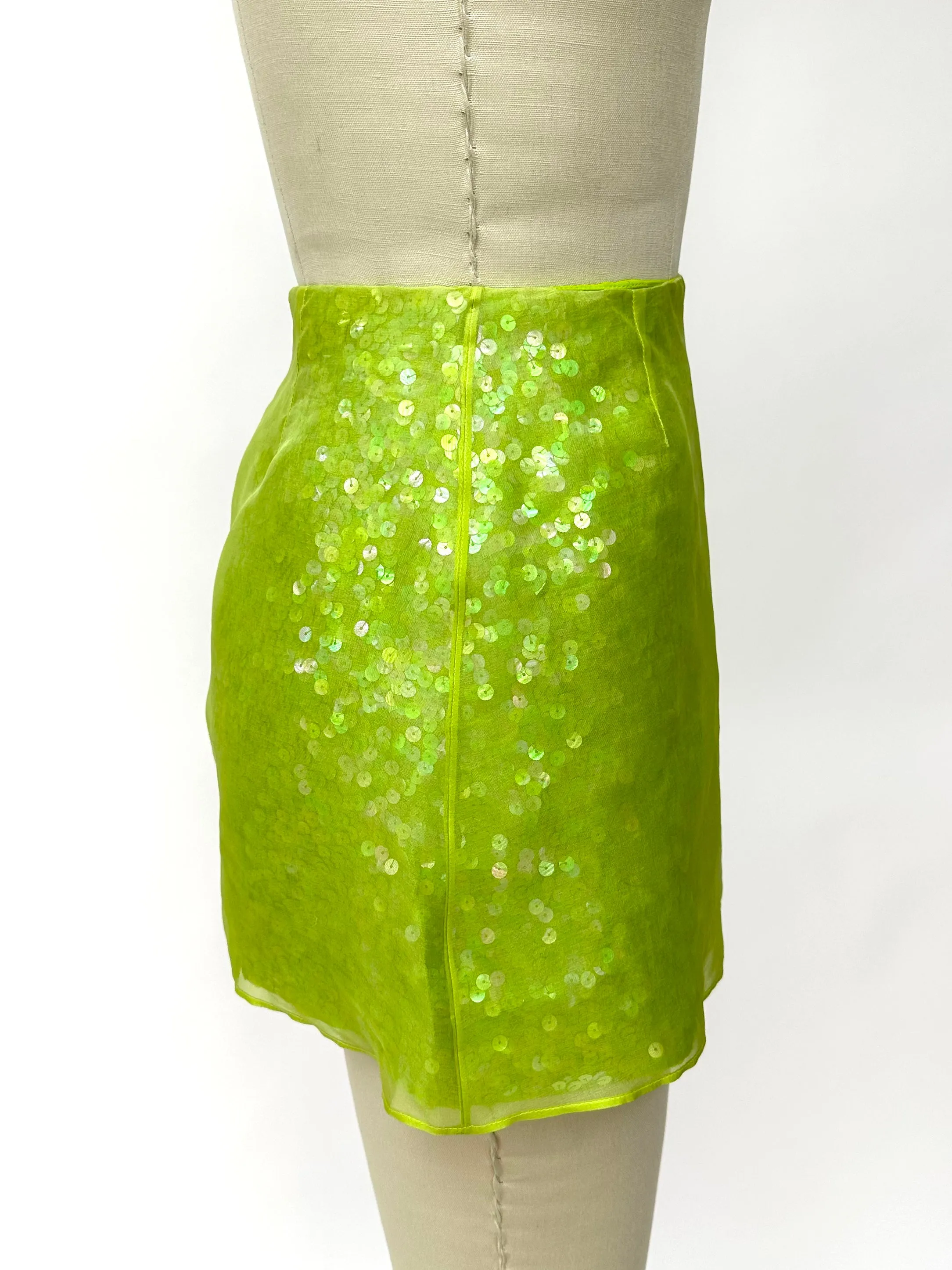 1990s DKNY Silk & Sequin Skirt Set