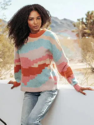27 Miles Malibu - Ersa Sweater in Multi blue pink
