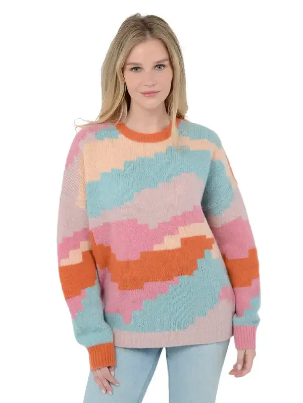 27 Miles Malibu - Ersa Sweater in Multi blue pink