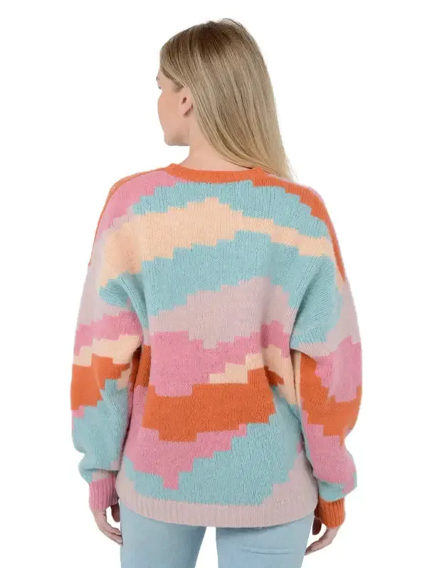 27 Miles Malibu - Ersa Sweater in Multi blue pink