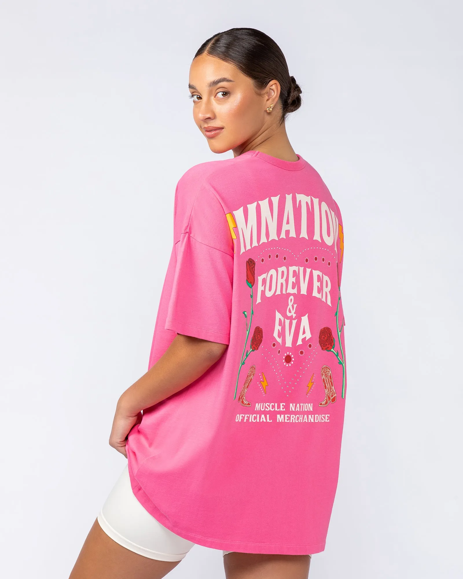 4Eva Eva Oversized Tee - Flamingo