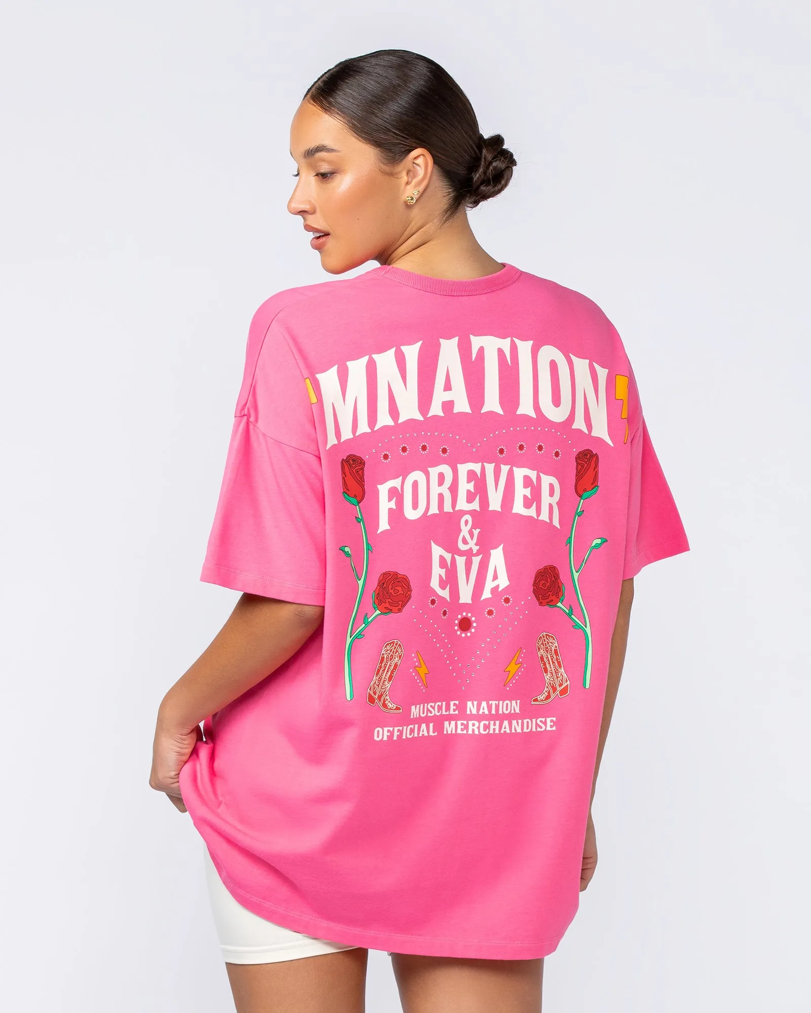 4Eva Eva Oversized Tee - Flamingo