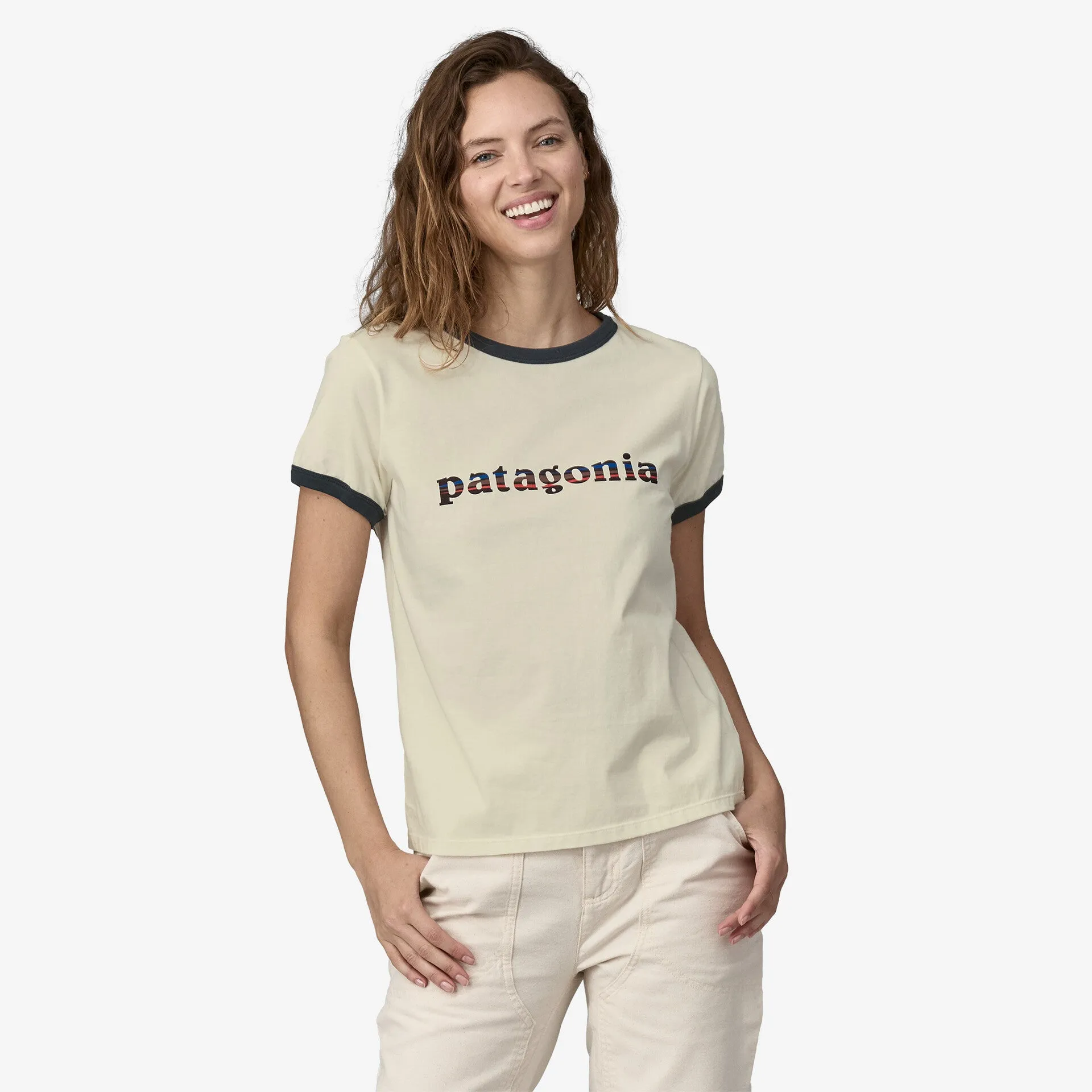 '73 Text Logo Organic Ringer Tee (Women's) - 37785