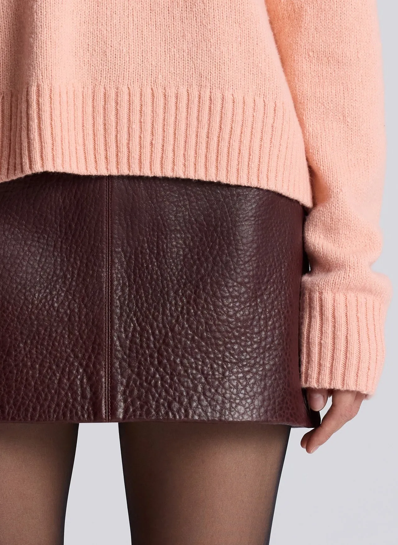 A.L.C. Cowan Leather Mini Skirt in Umber