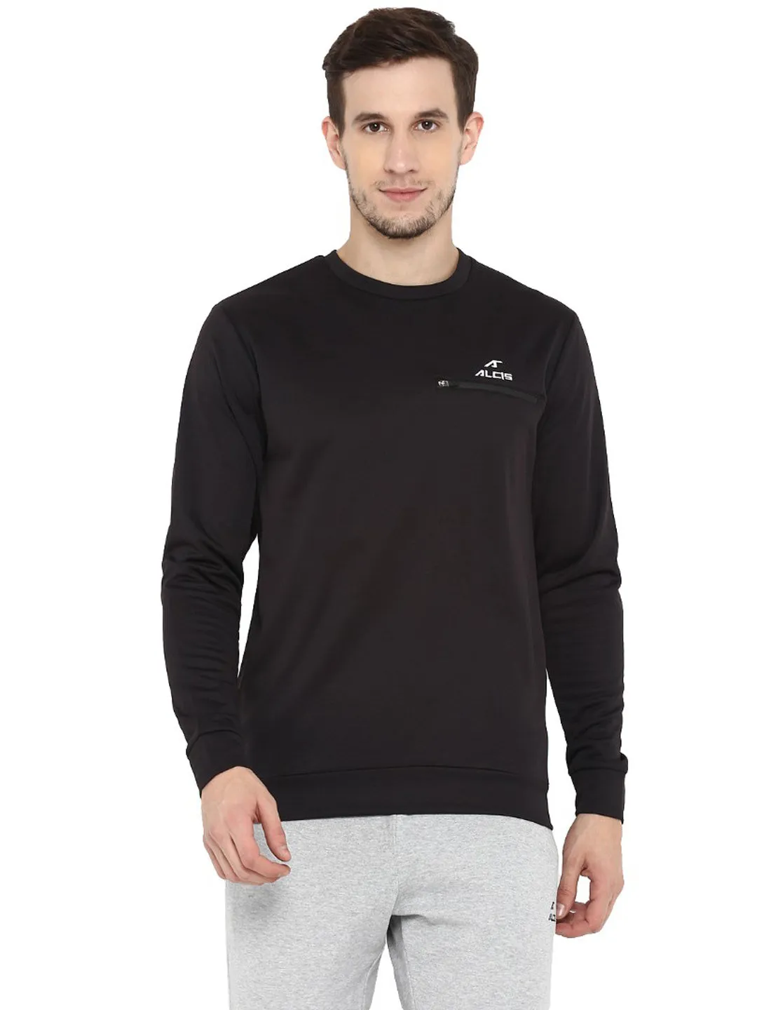 Alcis Men Solid Black Sweatshirt