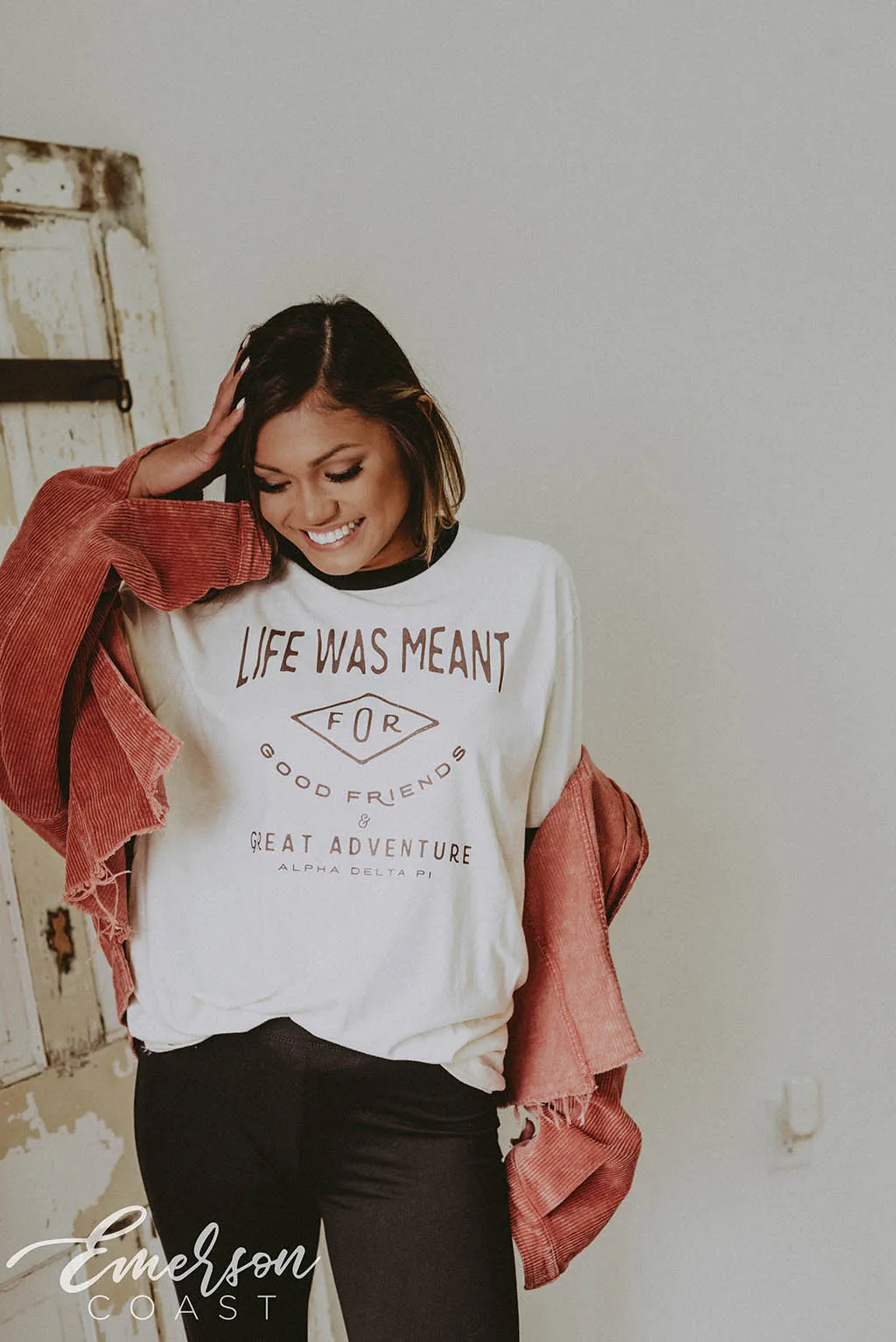 Alpha Delta Pi Adventure Quote Ringer Tee