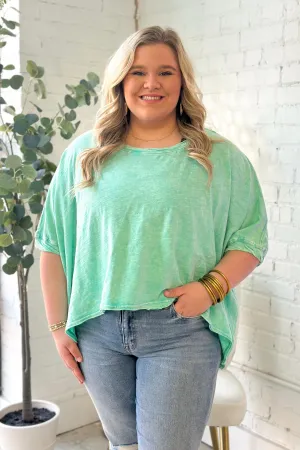 Aqua Mineral Washed Twisted Band Top