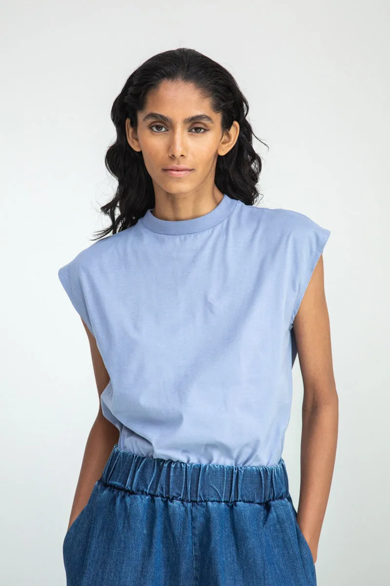 Aukai Organic Cotton Top in Washed Blue