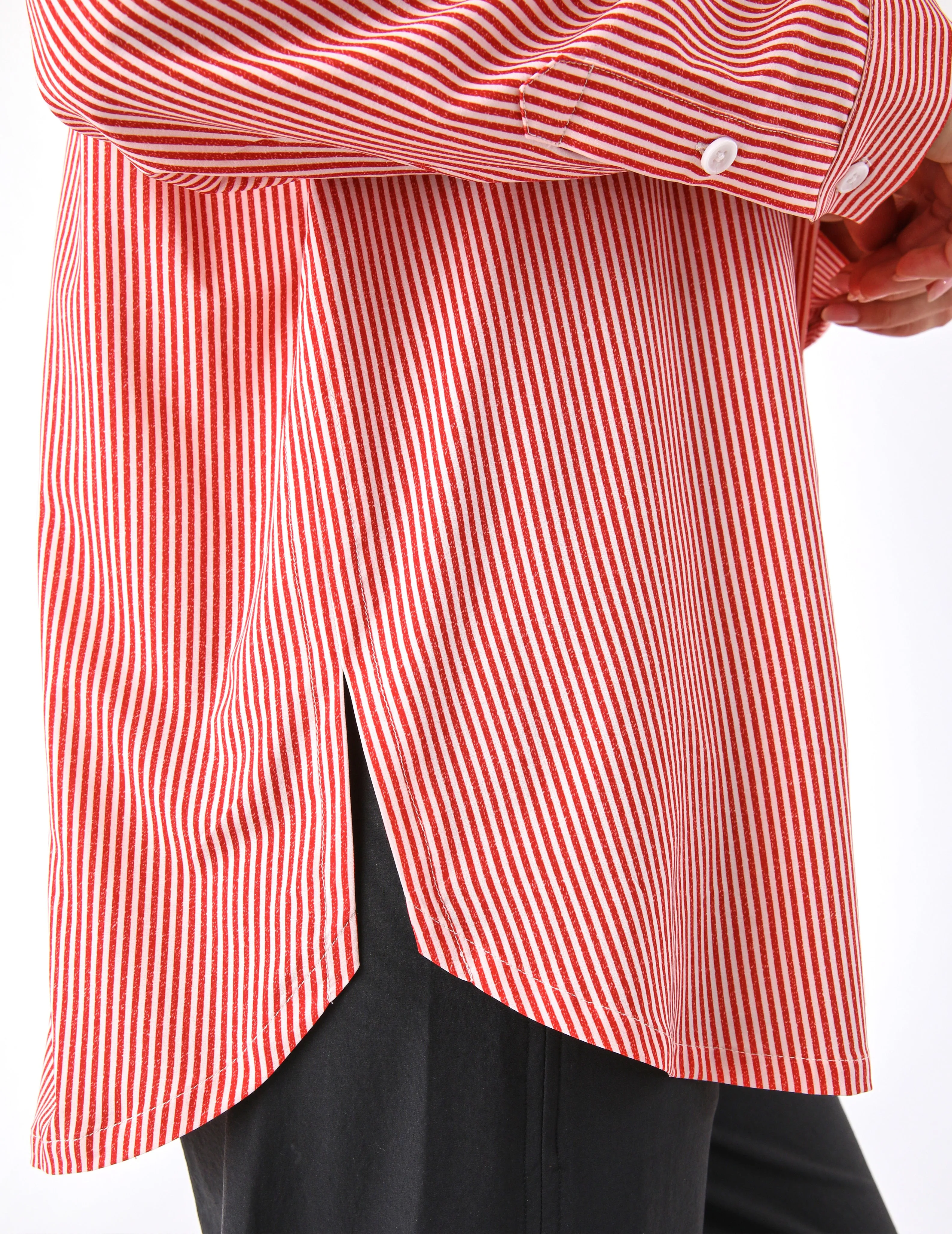 Austin Button Up: Scarlet/White Stripe