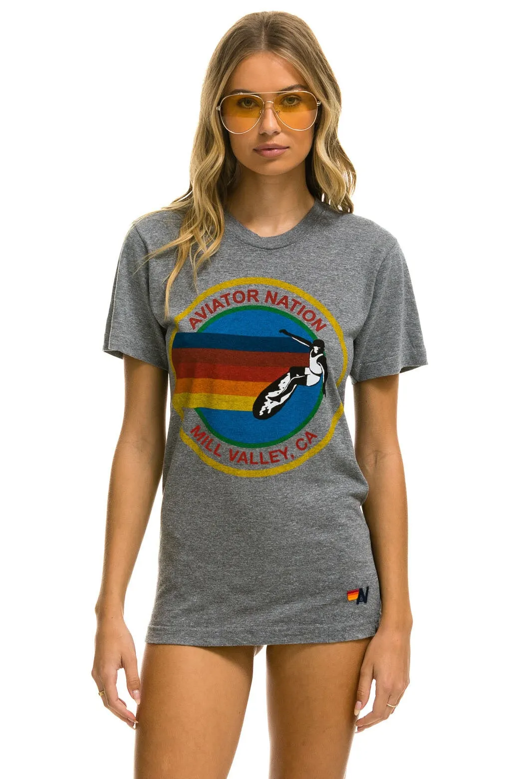 AVIATOR NATION MILL VALLEY TEE - HEATHER GREY