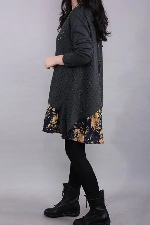 Back Button Two-piece Blouse