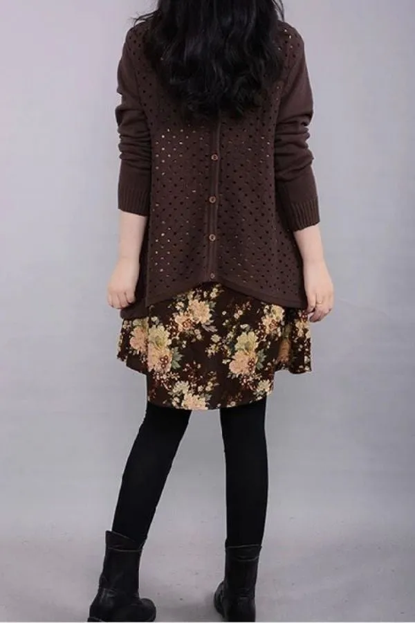 Back Button Two-piece Blouse
