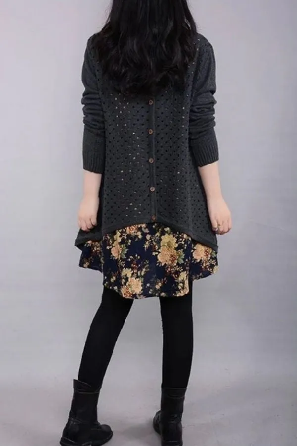 Back Button Two-piece Blouse