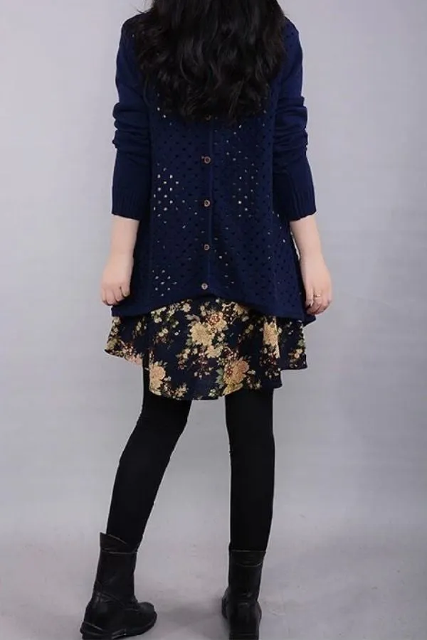 Back Button Two-piece Blouse