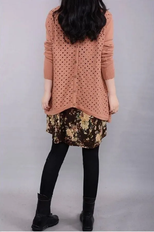Back Button Two-piece Blouse