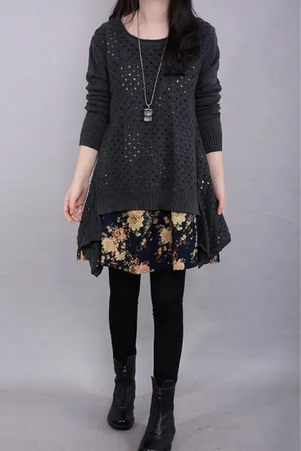 Back Button Two-piece Blouse