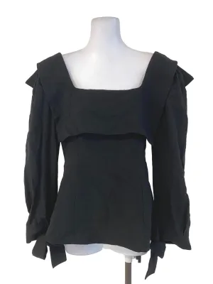 Black Pilgrim Neck Collar Blouse
