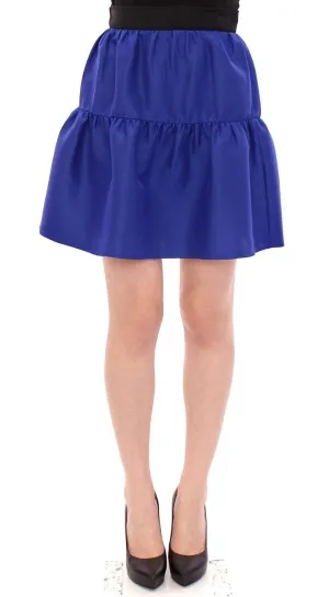 Blue Cotton Bubble Mini Skirt