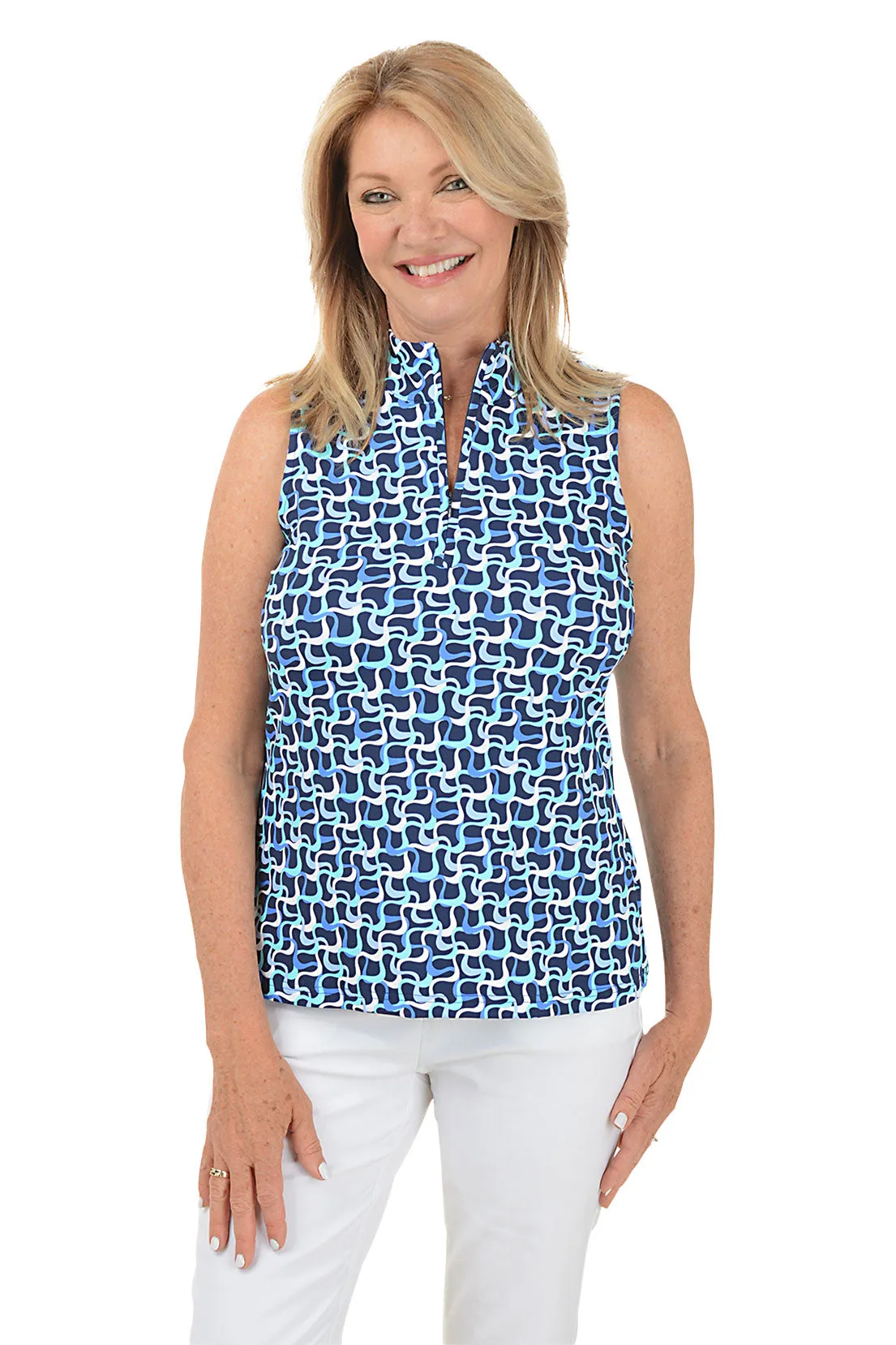 Blue Waves UPF50  Sleeveless Zip Top