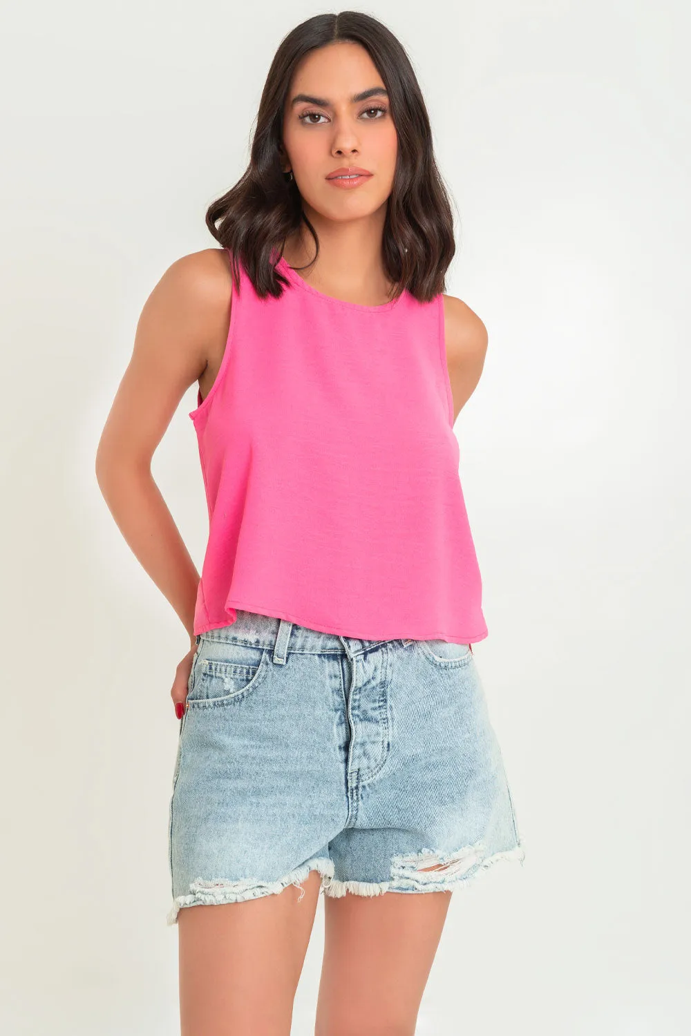 Blusa sin mangas cuello redondo