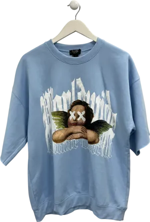 boohooMan Blue Oversized Angel Eye Short Sleeve Sweatshirt UK S