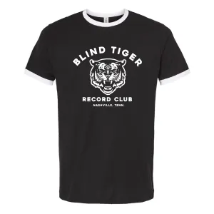 BTRC - T-Shirt - Distressed Jersey Ringer T-Shirt (Black w/White Tiger Logo)