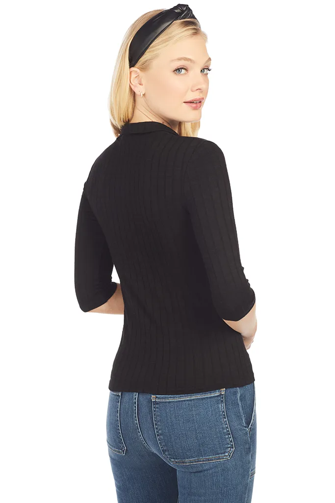 Button Up Elbow Slv (Black)