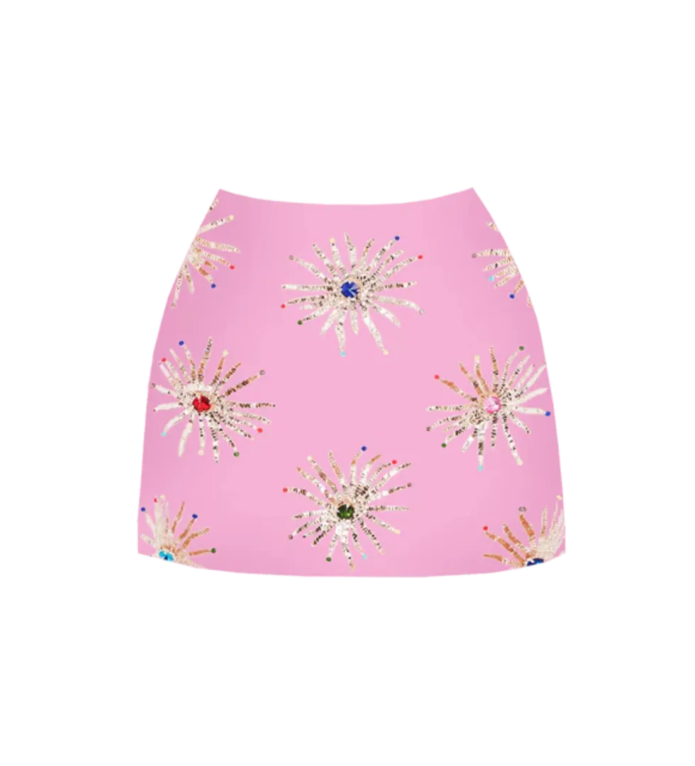 Callie Co-ord Luxe Mini Skirt Pink