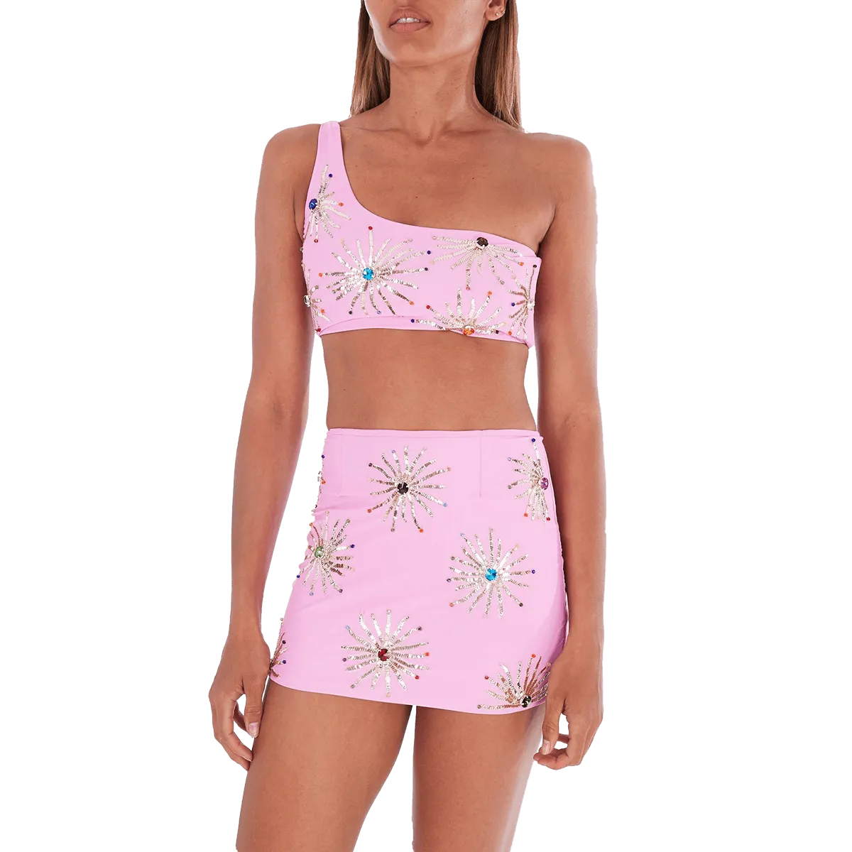 Callie Co-ord Luxe Mini Skirt Pink