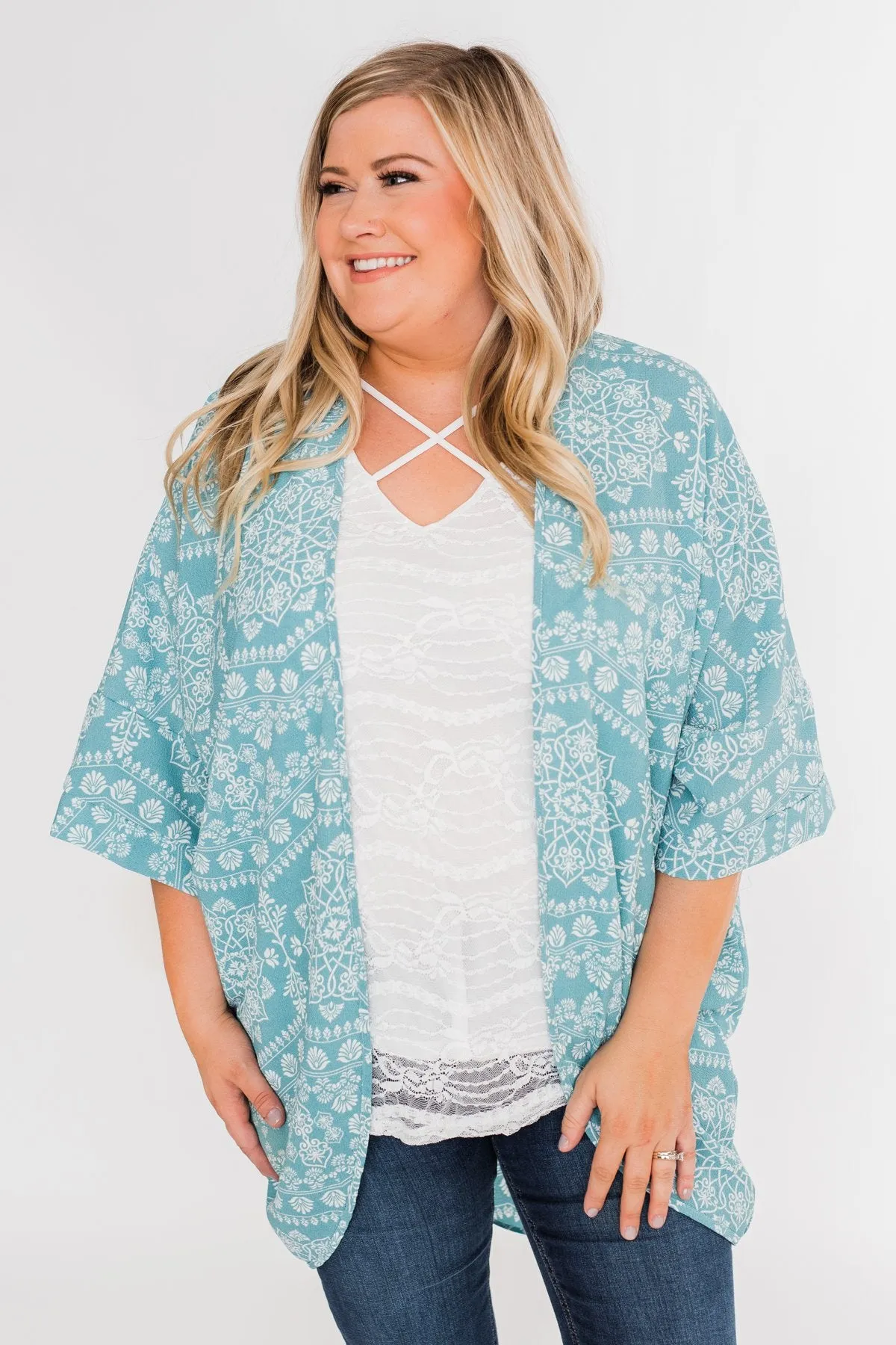Catching The Wind Kimono- Dusty Blue