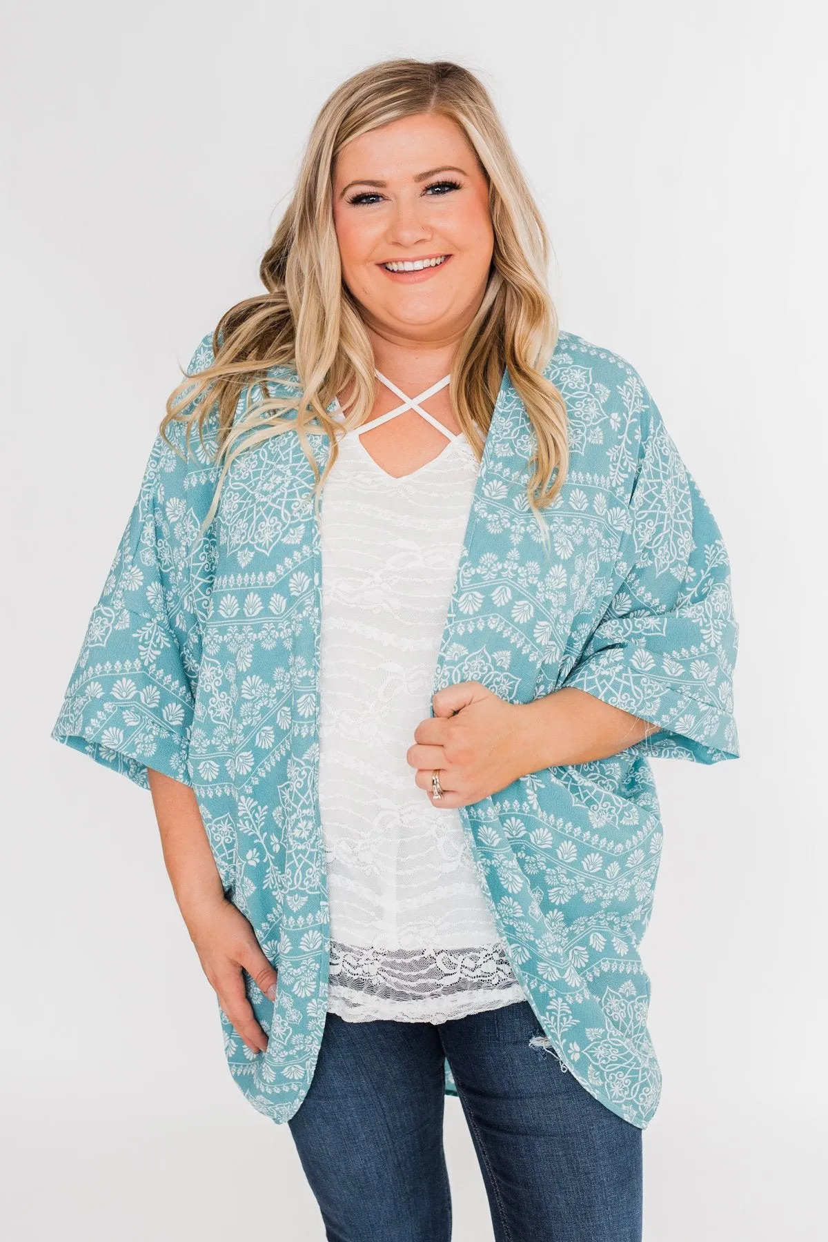 Catching The Wind Kimono- Dusty Blue