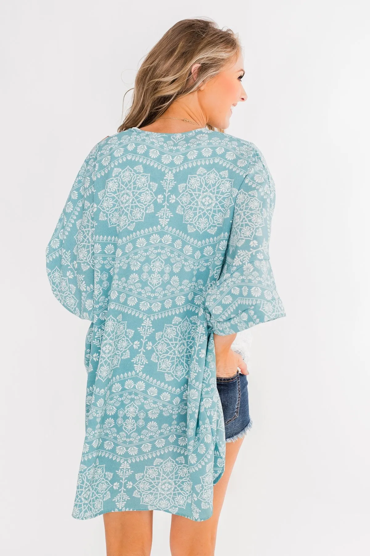 Catching The Wind Kimono- Dusty Blue