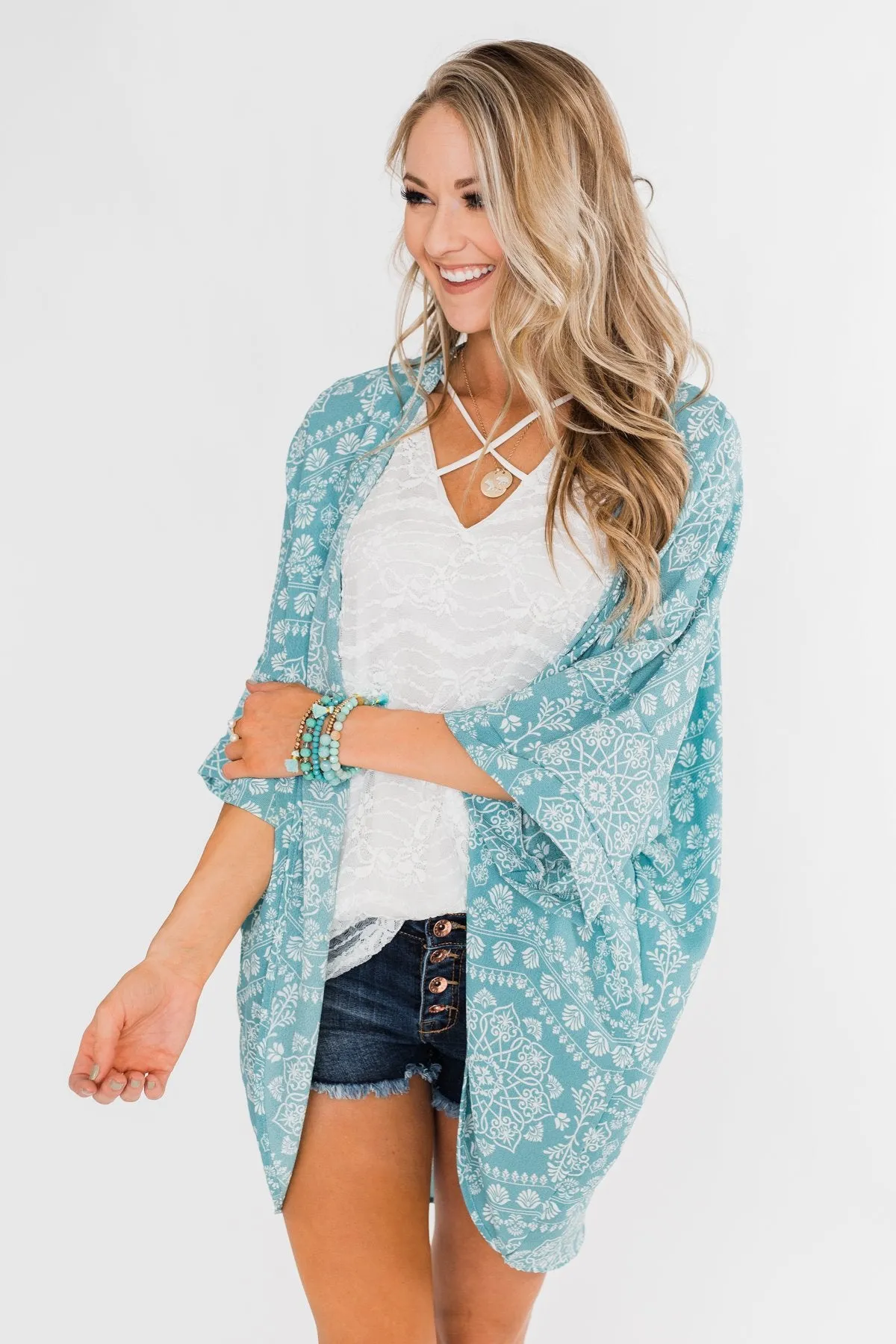 Catching The Wind Kimono- Dusty Blue