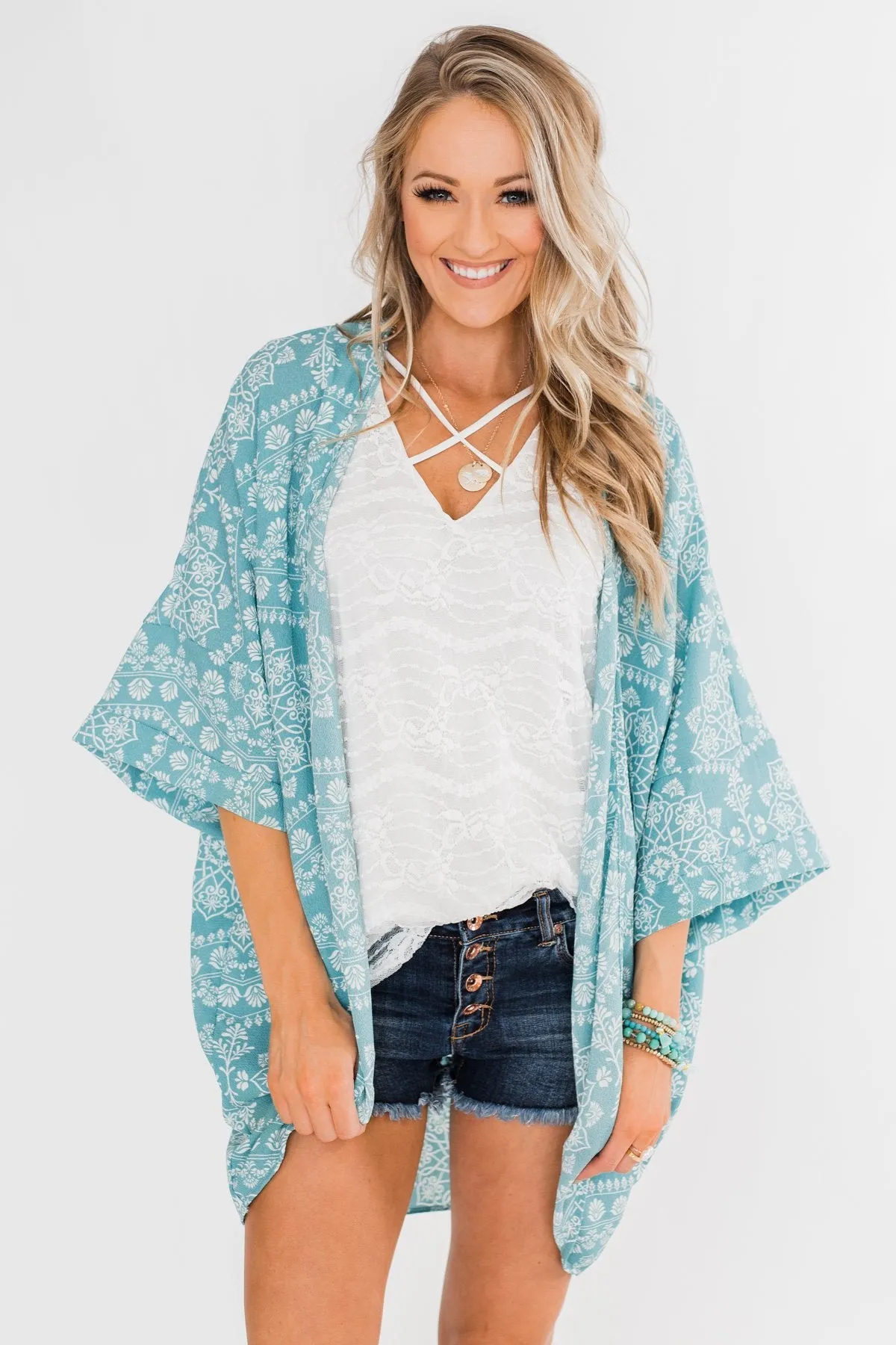 Catching The Wind Kimono- Dusty Blue