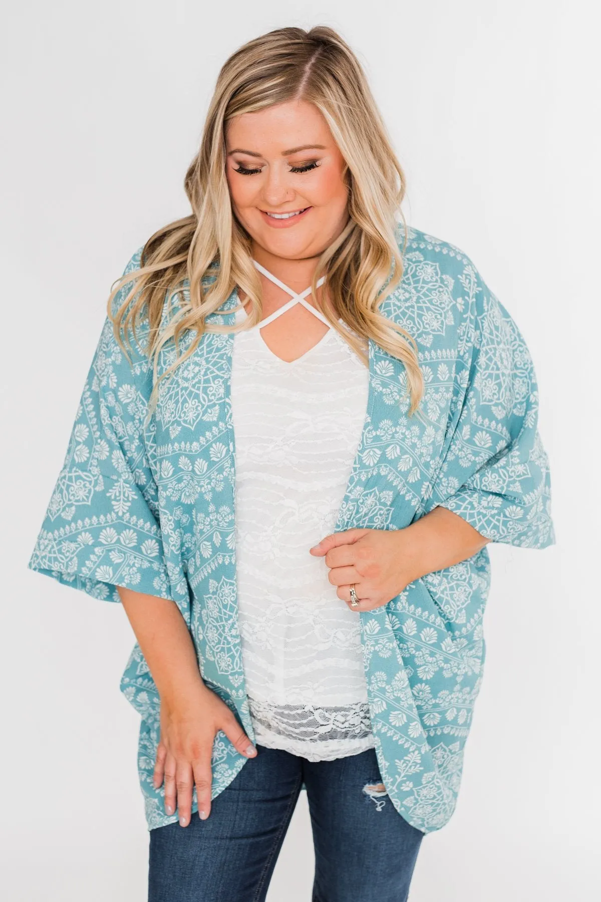 Catching The Wind Kimono- Dusty Blue
