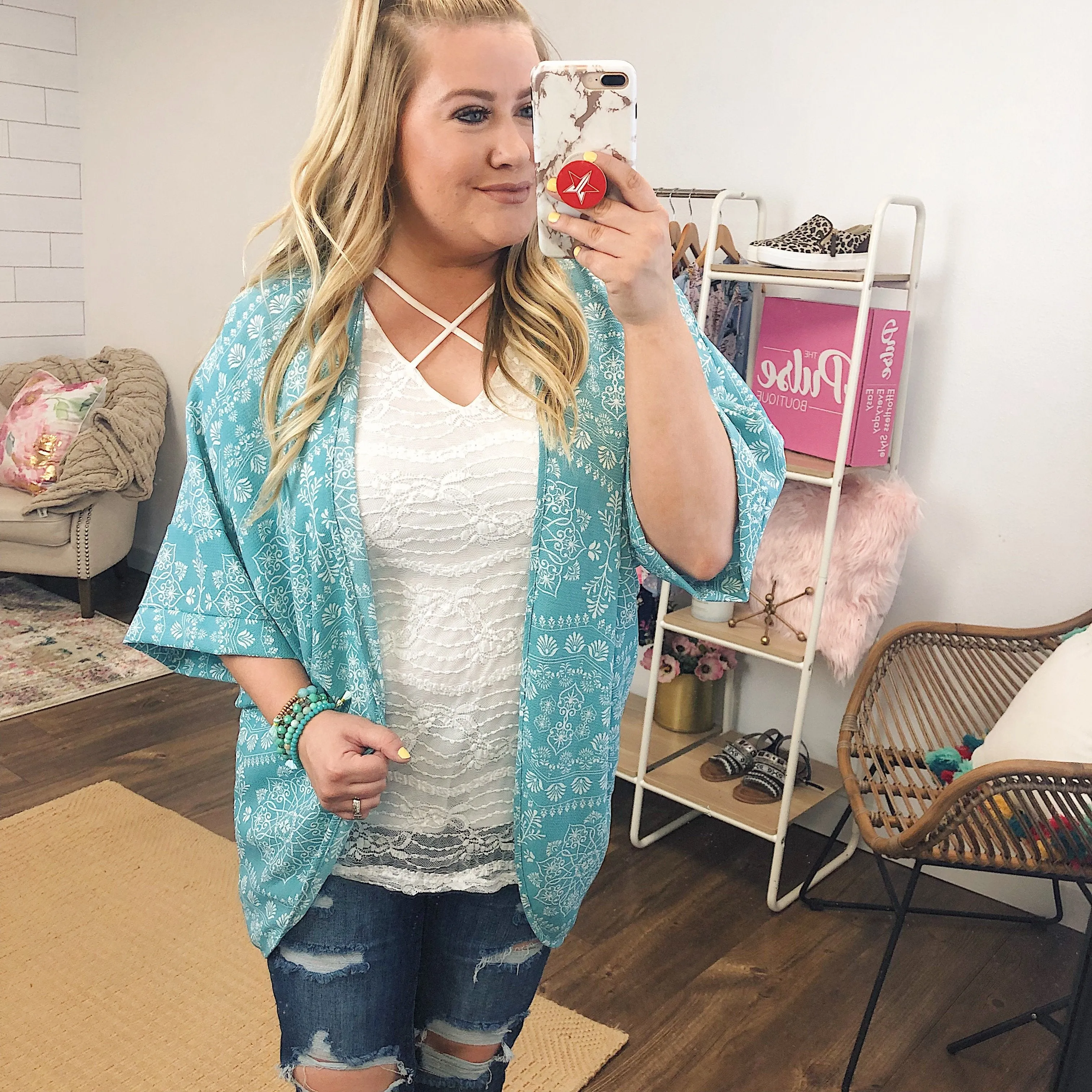Catching The Wind Kimono- Dusty Blue
