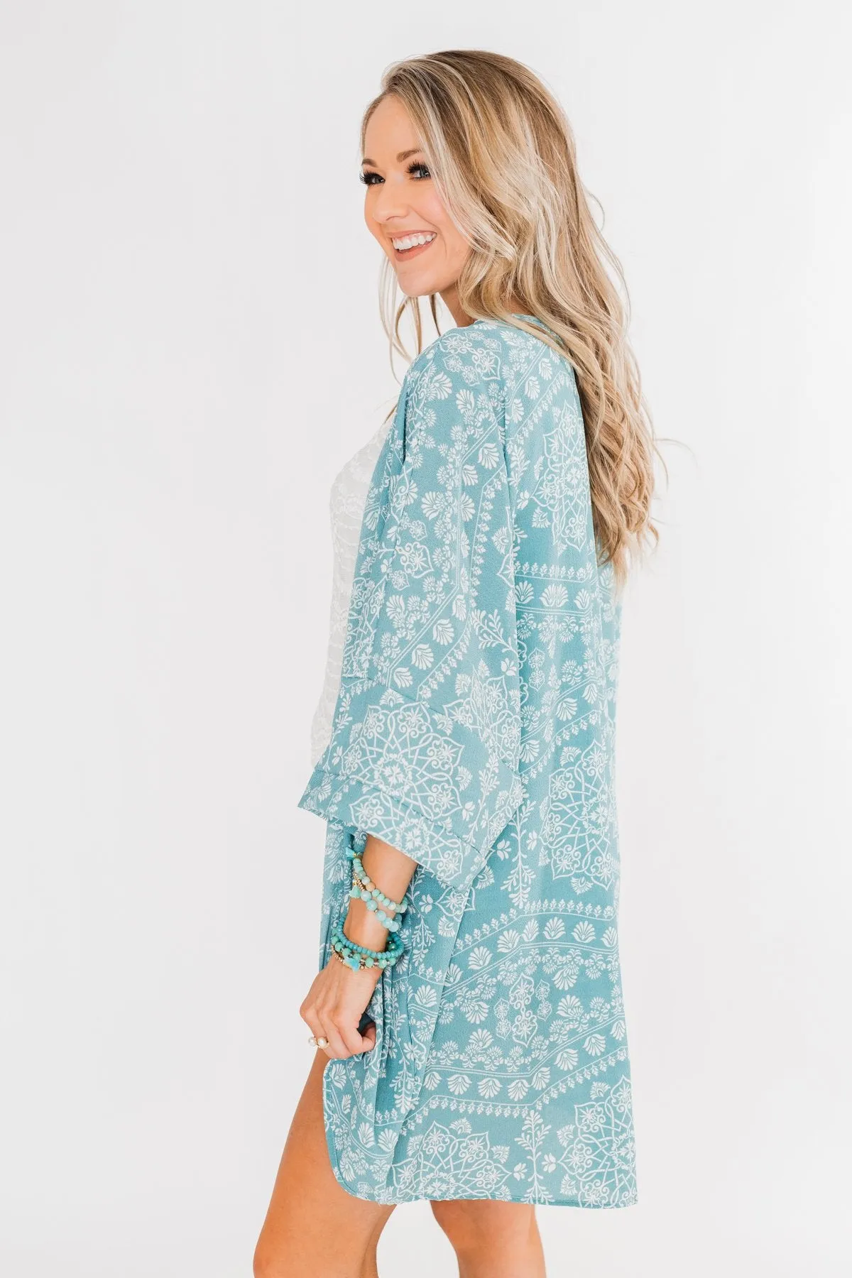 Catching The Wind Kimono- Dusty Blue