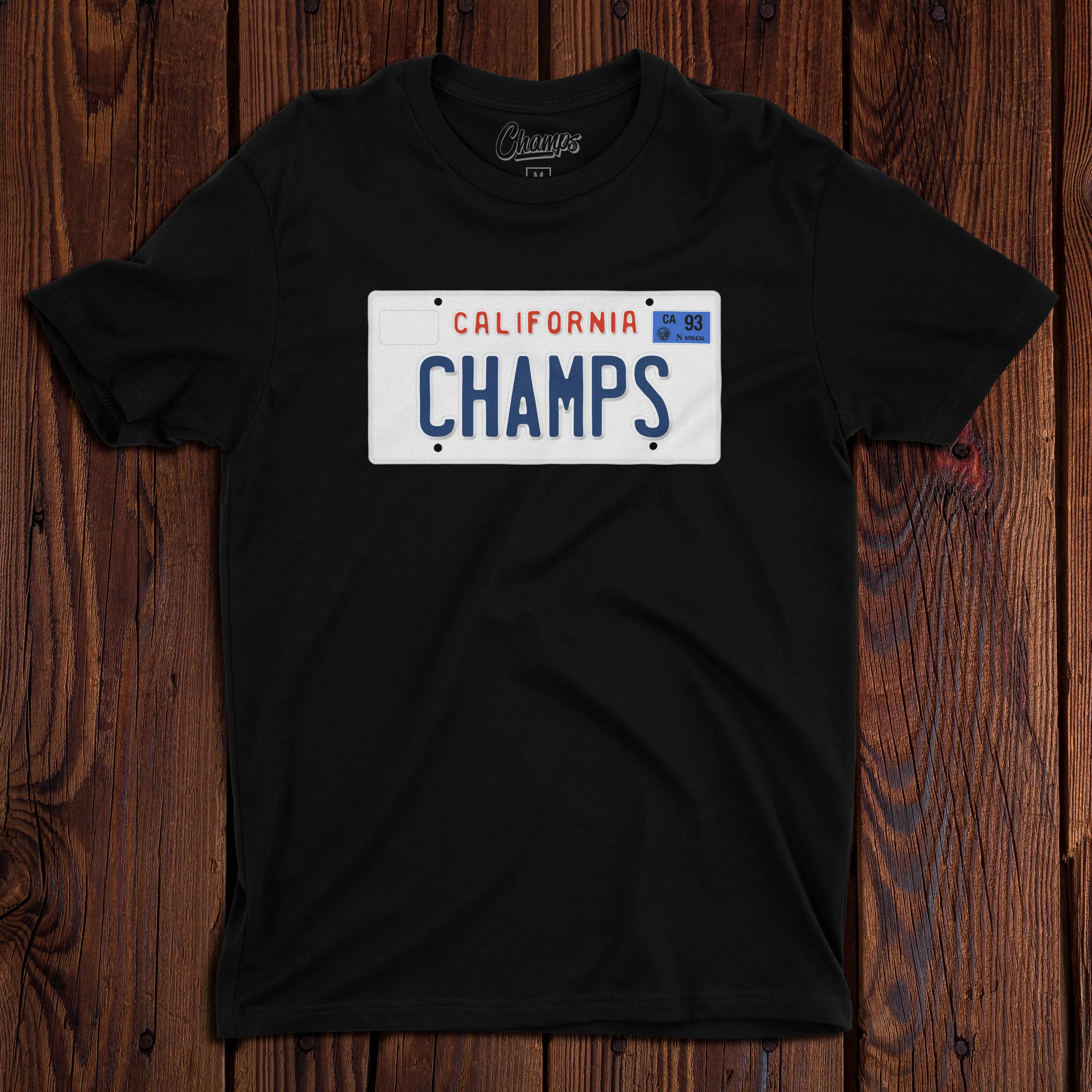 Champ's Speedshop - 87-93 California License Plate T-shirt - Custom!