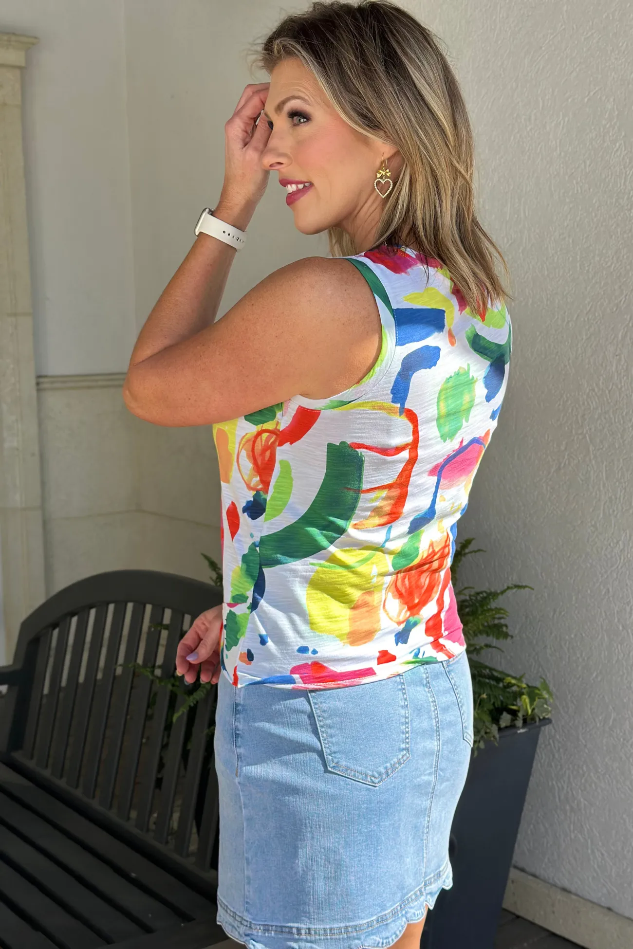 Charlie B Abstract Bloom Sleeveless Tank Top