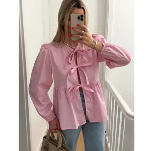 Chloe | Women's Spring Chic Peplum Blouse | Tie-Front