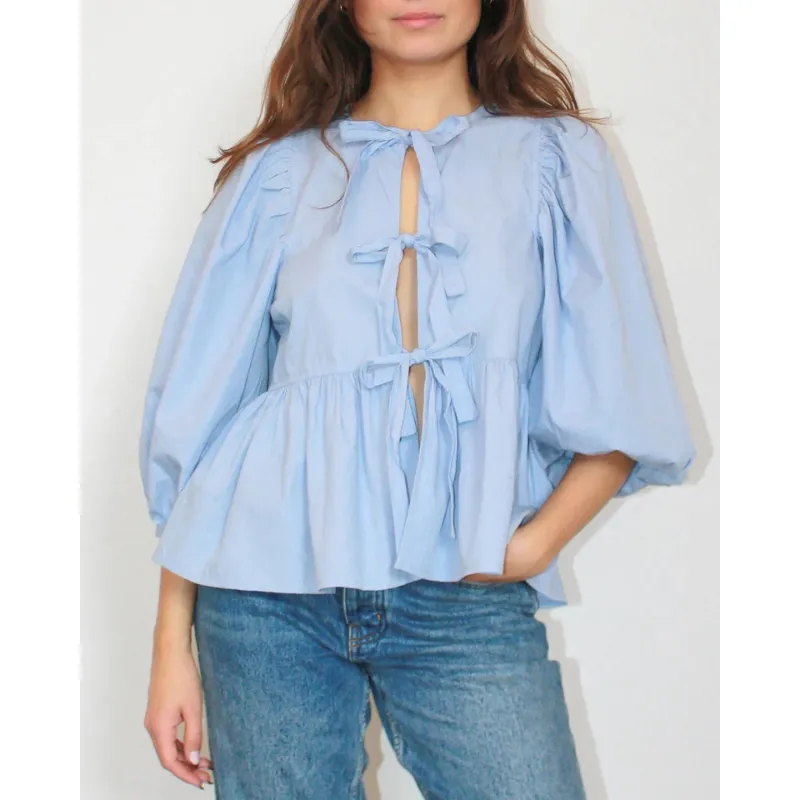 Chloe | Women's Spring Chic Peplum Blouse | Tie-Front