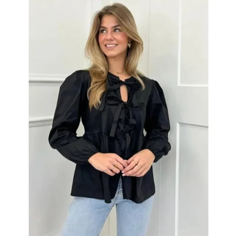 Chloe | Women's Spring Chic Peplum Blouse | Tie-Front