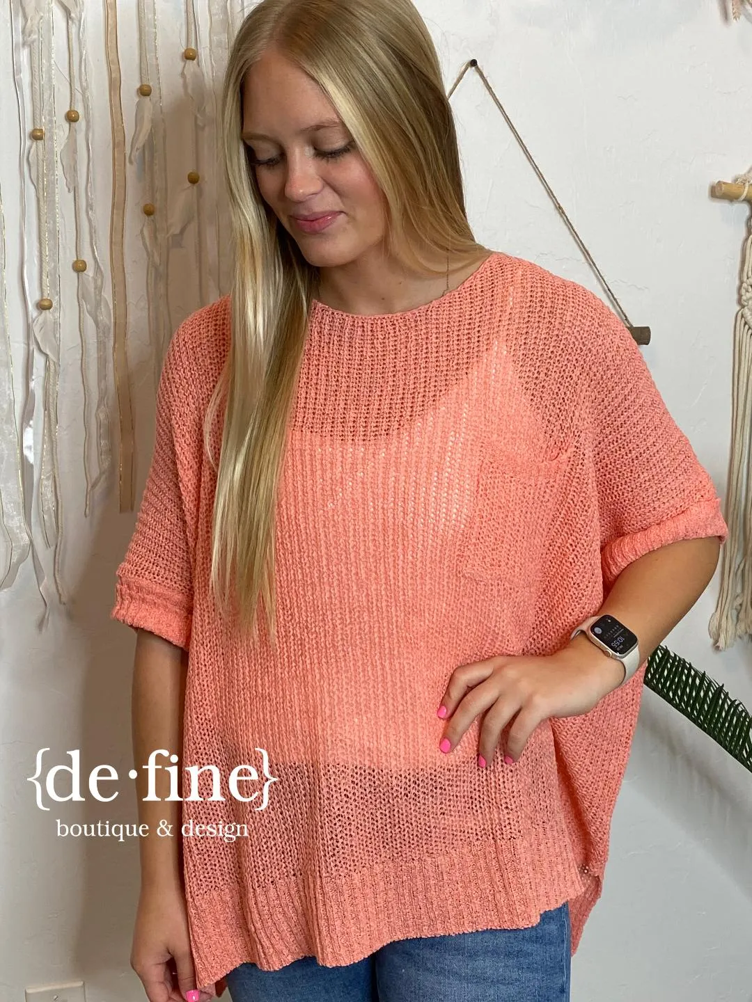 Coral Oversized Summer Sweater