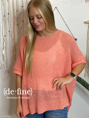 Coral Oversized Summer Sweater