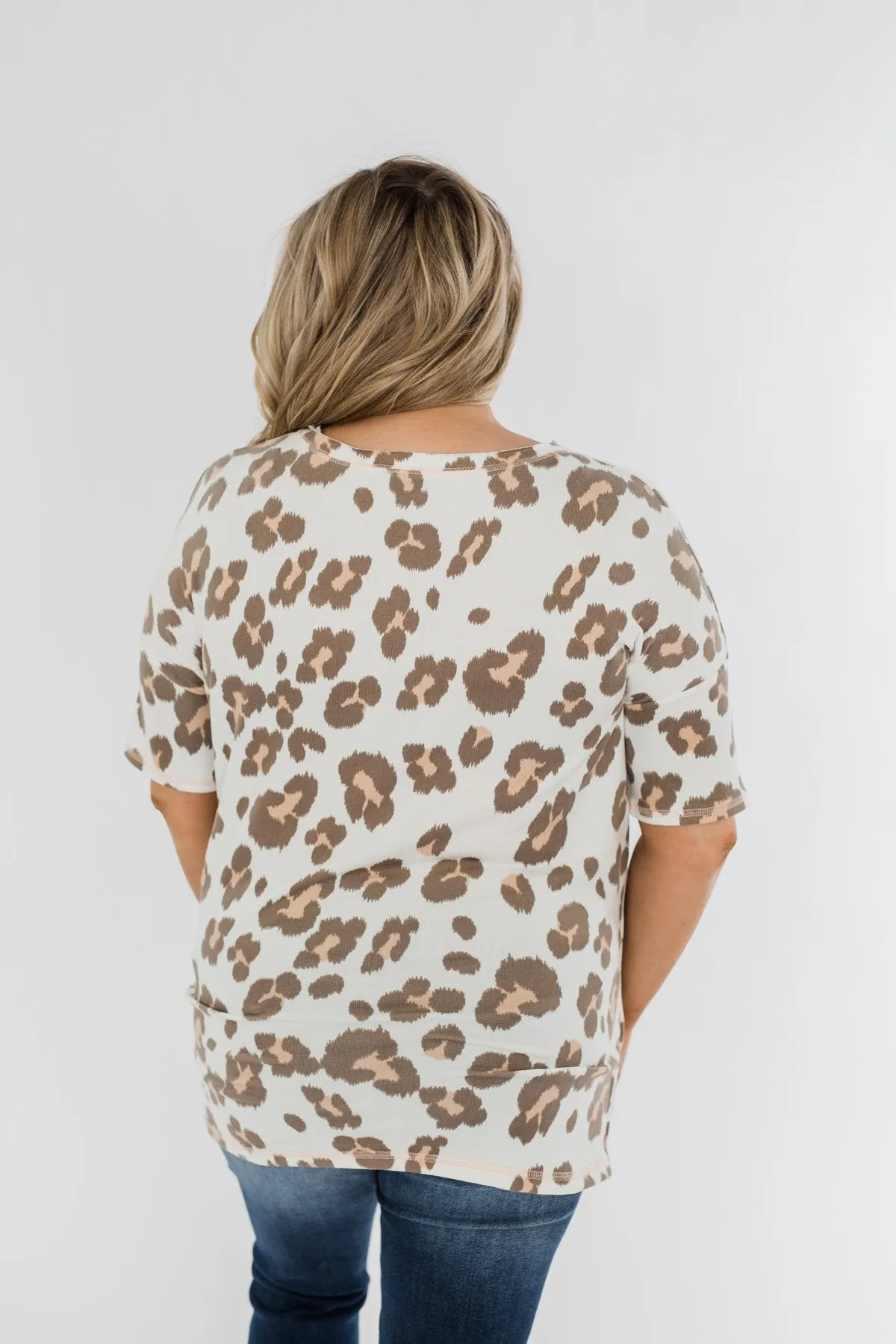 Crazy Cute Leopard Pocket Top- Ivory