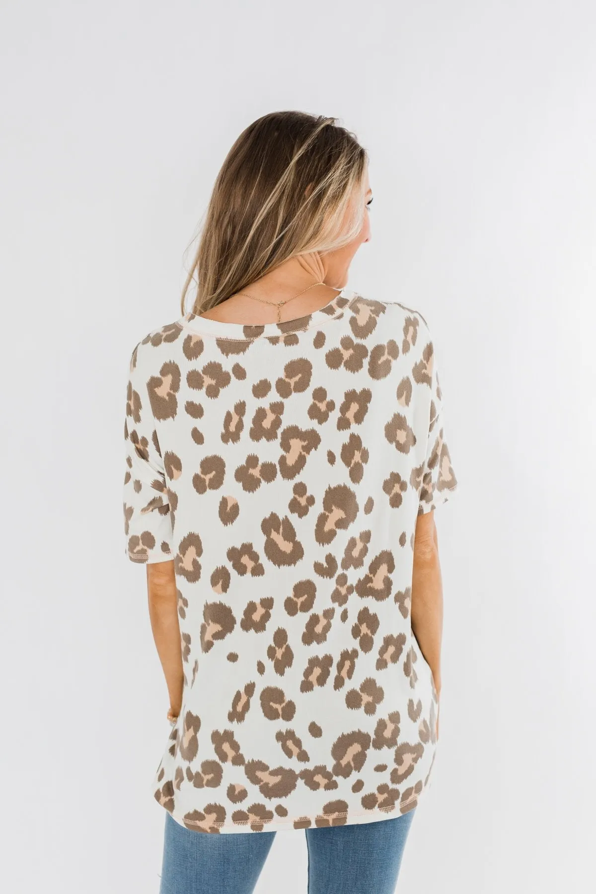 Crazy Cute Leopard Pocket Top- Ivory