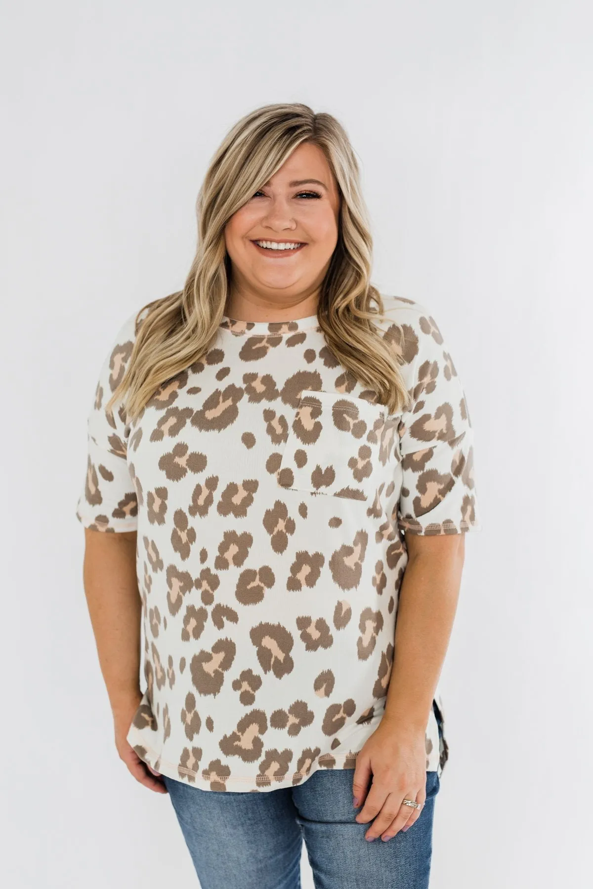Crazy Cute Leopard Pocket Top- Ivory