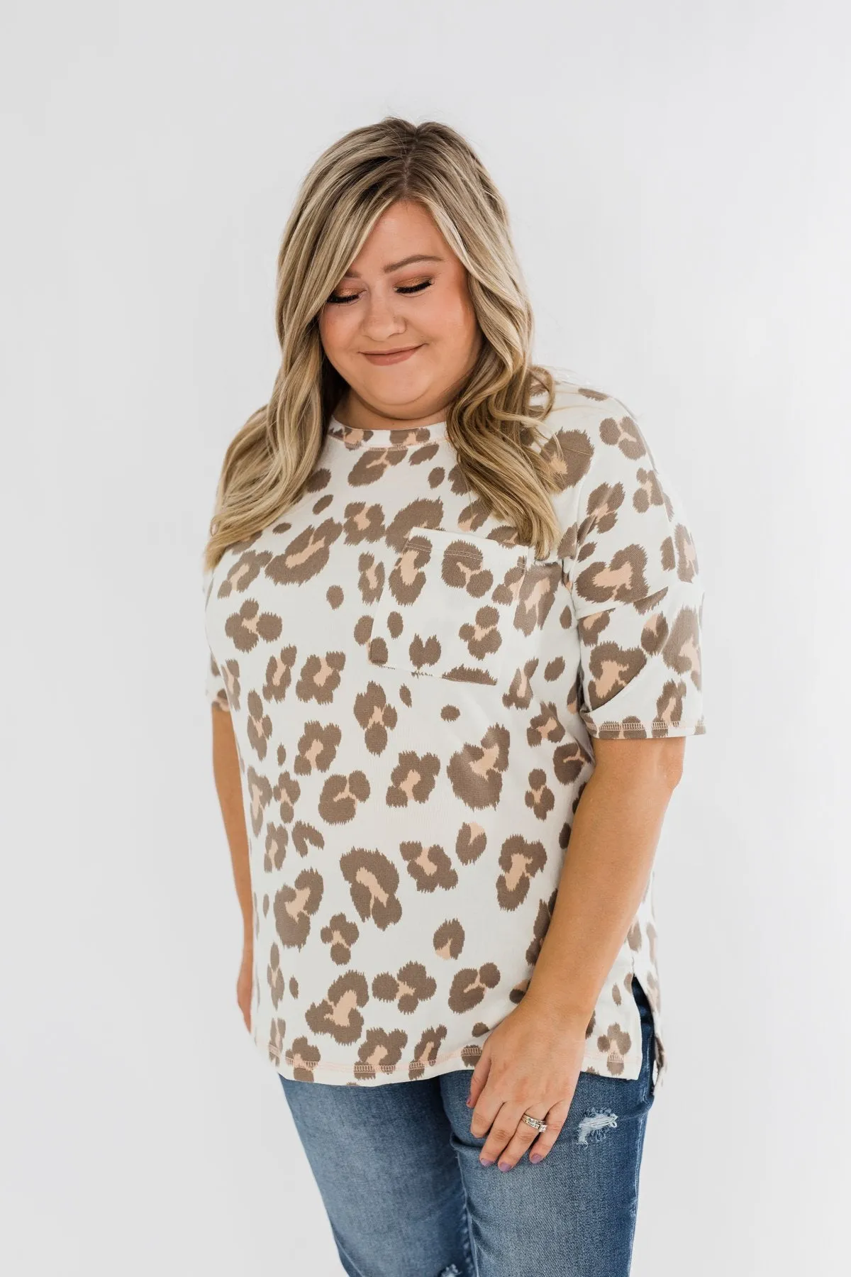 Crazy Cute Leopard Pocket Top- Ivory